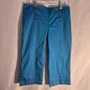 New York & Company stretch cropped pants, turquoise in size 6 / 32" waist